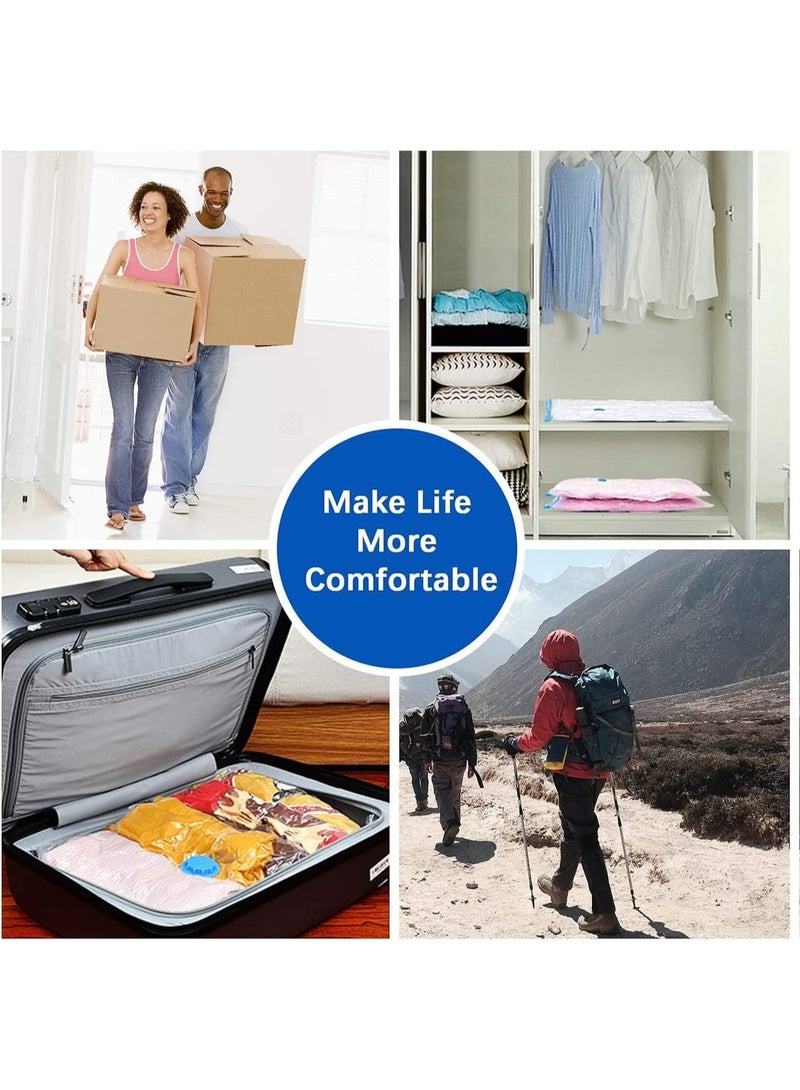 أكياس تخزين مفرغة من الهواء، عبوة من 6 أكياس، قابلة لإعادة الاستخدام وموفرة للمساحة مع مضخة يدوية مجانية لتعبئة أمتعة السفر، 70 × 100 سم، أكياس مفرغة من الهواء للملابس والألحفة والوسائد والبطانيات والستائر - Image 4