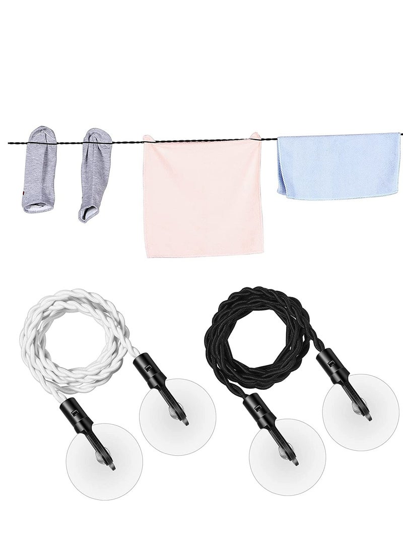 Portable Clothesline with Hooks and Suction Cups Lightweight Indoor Laundry Drying Line Travel Camping Accessories Outdoor Indoor Use NO Heavy Clothes for Socks Undergarments Tops Swimsuit Towel 2PCS - Image 1