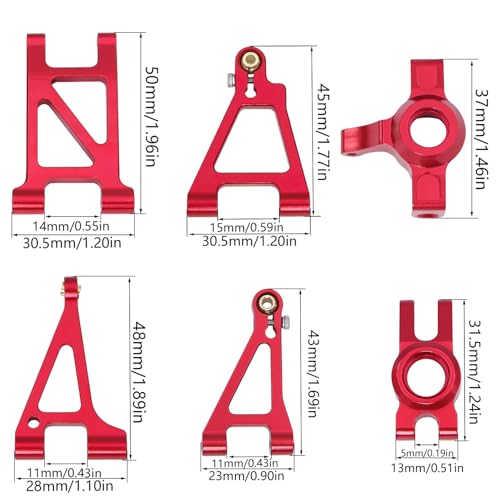 FACCNOY MJX Hyper Go 14303 14302 14301 Metal Steering CupShock Tower BracketsFront Rear Upper Low Swing Arm for 114 RC Upgrade Parts Red - Image 5