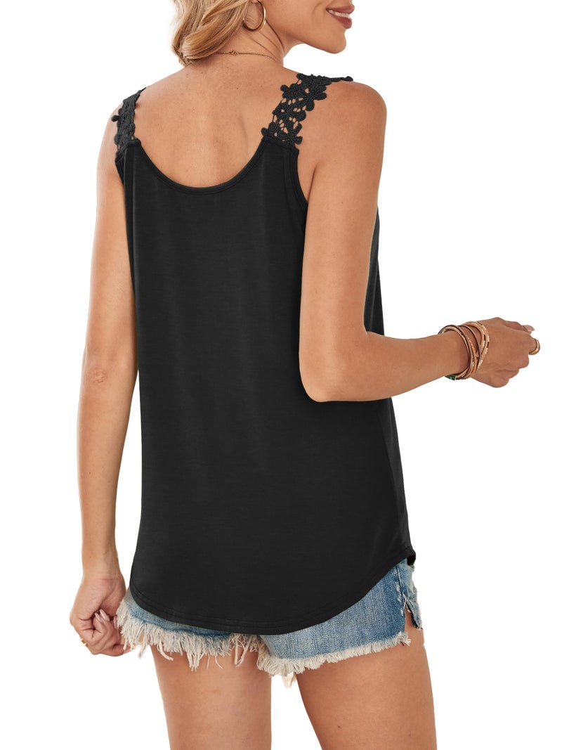 Sipaya Tank Tops for Women Summer Clothes Flowy V Neck Spring Tops Black Tank Top Trendy Beach Vacation Sleeveless Camisole Essentials Casual XL - Image 5