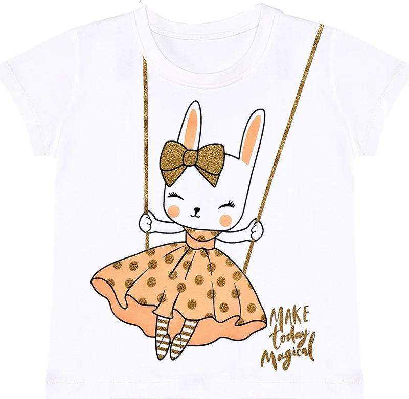 Denokids Happy Rabbit Girl T-Shirt Glitter Shorts Set