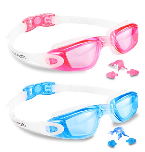 EverSport Kids Swim Goggles, Pack of 2 Swimming Goggles for Children Teens, Anti-Fog Anti-UV Youth Swim Glasses Leak Proof for Age4-16 - Image 1