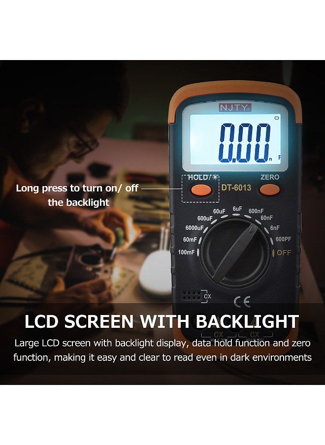 NJTY - Digital Capacitance Meter with LCD Backlight Display 600pF to 100mF High Accuracy 6000 Counts Capacitor Tester Kit - Image 1