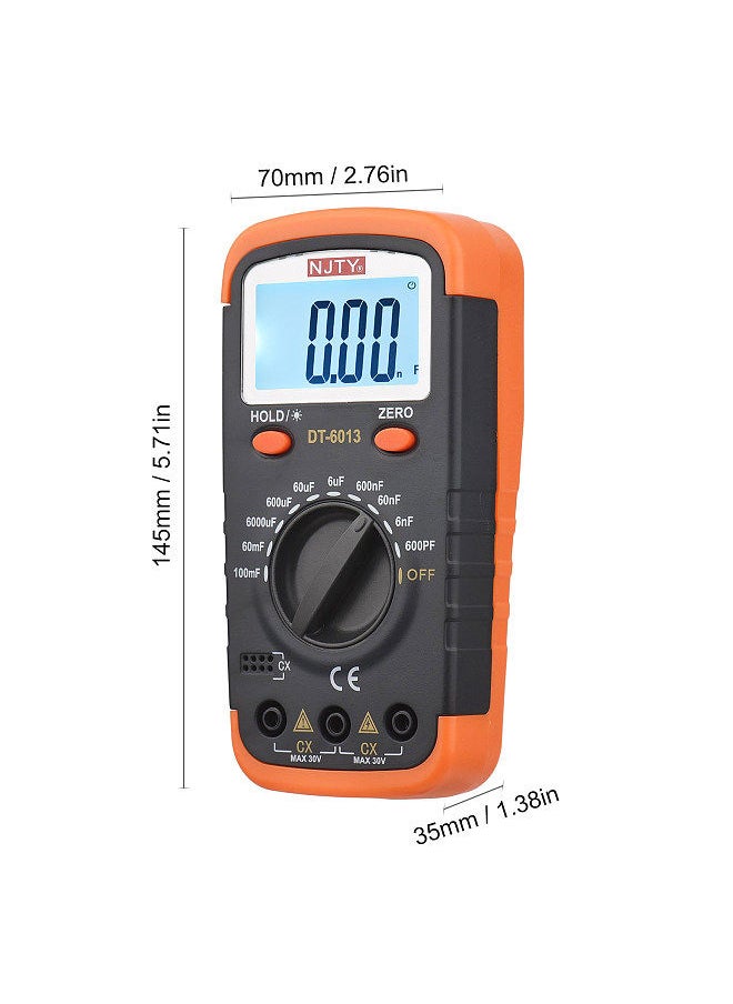 NJTY - Digital Capacitance Meter with LCD Backlight Display 600pF to 100mF High Accuracy 6000 Counts Capacitor Tester Kit - Image 1