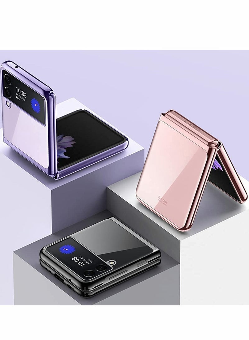 Excefore Transparent Plating PC Crystal Cover Finish Anti-Scratch Shookproof Protection Case for Samsung Galaxy Z Flip 3 - Image 3