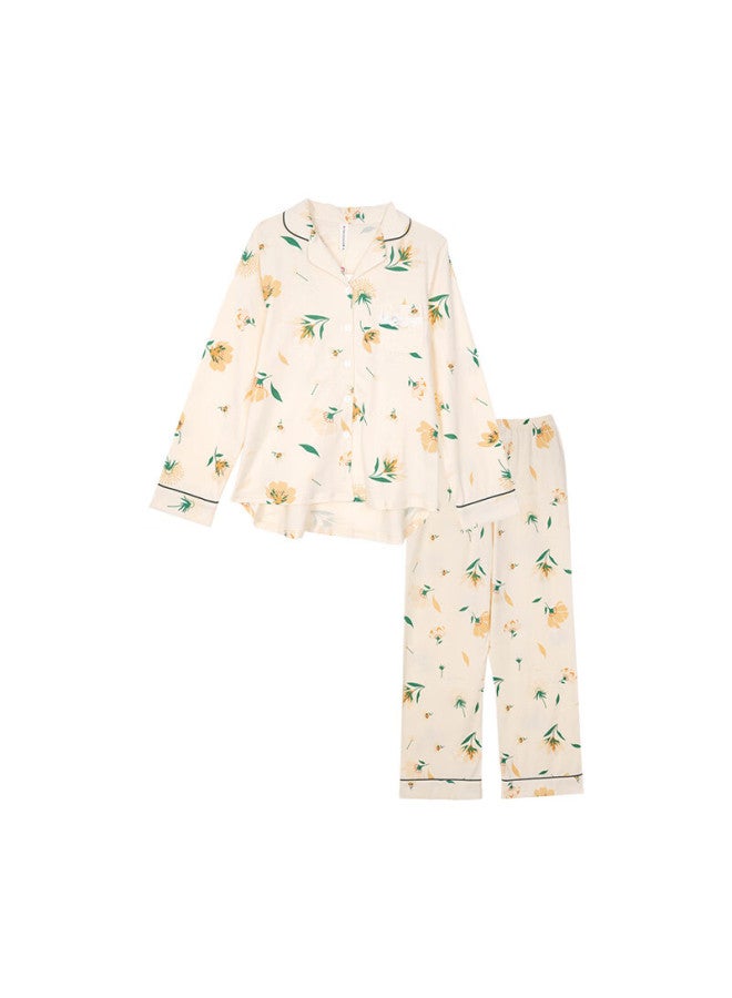 Fenton Fenteng Spring And Autumn Lapel Cardigan, Pure Cotton Long-sleeve Pajamas, Women's Loungewear, Ladies' Sleepwear, Soft Cotto - Image 4