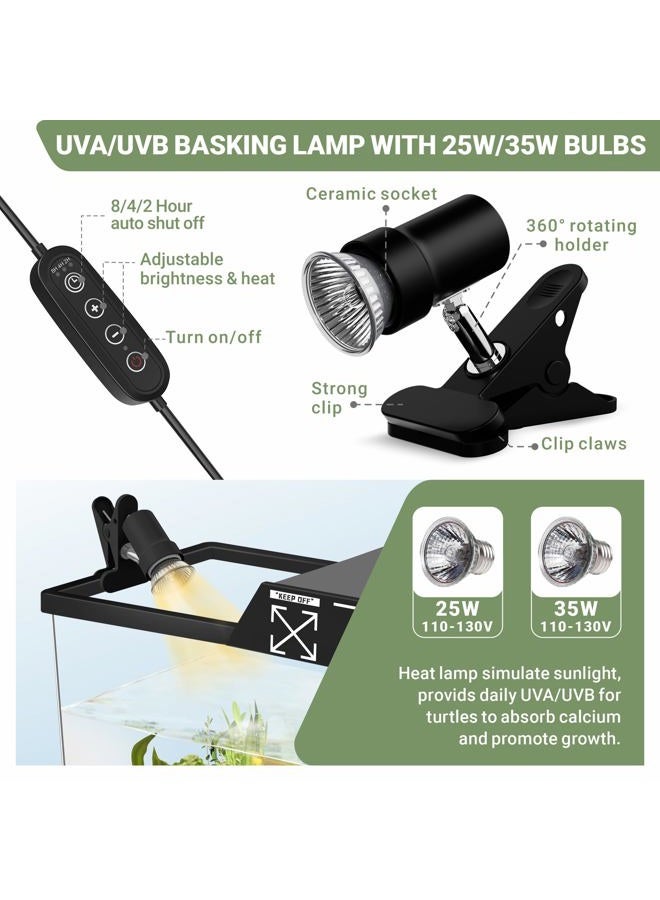 GOZILLA Mini Turtle Tank Kit with Lamp, Upgrade PC Turtle Tank Starter Kit with Adjustable Lamp,Reptile Habitat with Lid,Hanging Platform for Baby Turtles and Hermit Crab.(11.8×7.24×7.1''/Black Kit) - Image 5