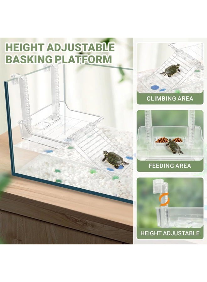 GOZILLA Mini Turtle Tank Kit with Lamp, Upgrade PC Turtle Tank Starter Kit with Adjustable Lamp,Reptile Habitat with Lid,Hanging Platform for Baby Turtles and Hermit Crab.(11.8×7.24×7.1''/Black Kit) - Image 4