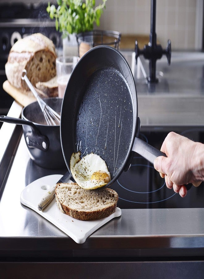 Greenpan مقلاة قلاية 8 بوصة من غرين بان كرافت، مصنوعة من السيراميك الصحي غير اللاصق، مع مقابض من الفولاذ المقاوم للصدأ، مقاومة للخدوش، آمنة للاستخدام على الحث، آمنة في غسالة الصحون والفرن، خالية من PFAS، باللون الأسود - Image 3