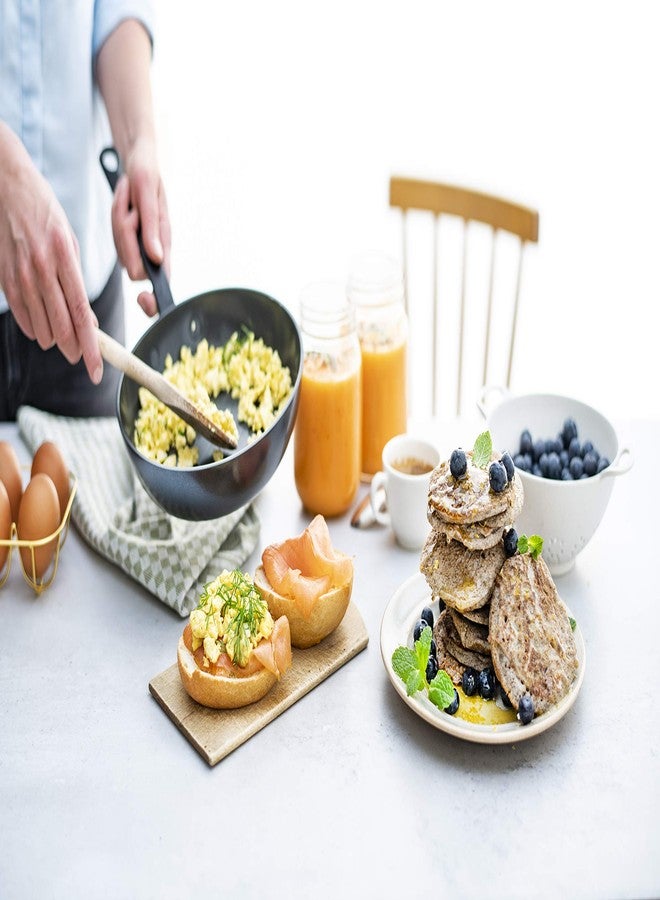 Greenpan مقلاة قلاية 8 بوصة من غرين بان كرافت، مصنوعة من السيراميك الصحي غير اللاصق، مع مقابض من الفولاذ المقاوم للصدأ، مقاومة للخدوش، آمنة للاستخدام على الحث، آمنة في غسالة الصحون والفرن، خالية من PFAS، باللون الأسود - Image 4