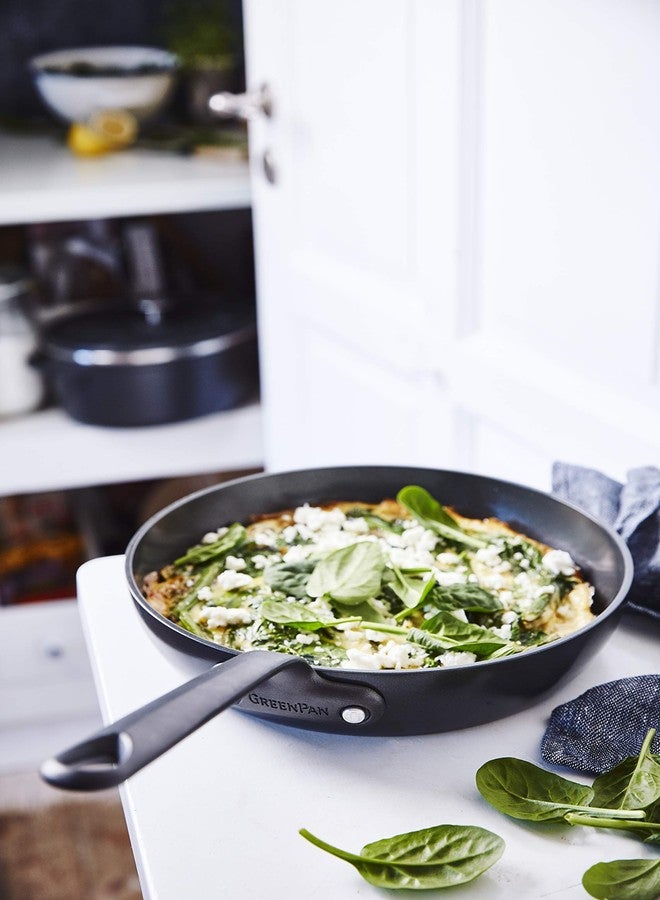 Greenpan مقلاة قلاية 8 بوصة من غرين بان كرافت، مصنوعة من السيراميك الصحي غير اللاصق، مع مقابض من الفولاذ المقاوم للصدأ، مقاومة للخدوش، آمنة للاستخدام على الحث، آمنة في غسالة الصحون والفرن، خالية من PFAS، باللون الأسود - Image 5