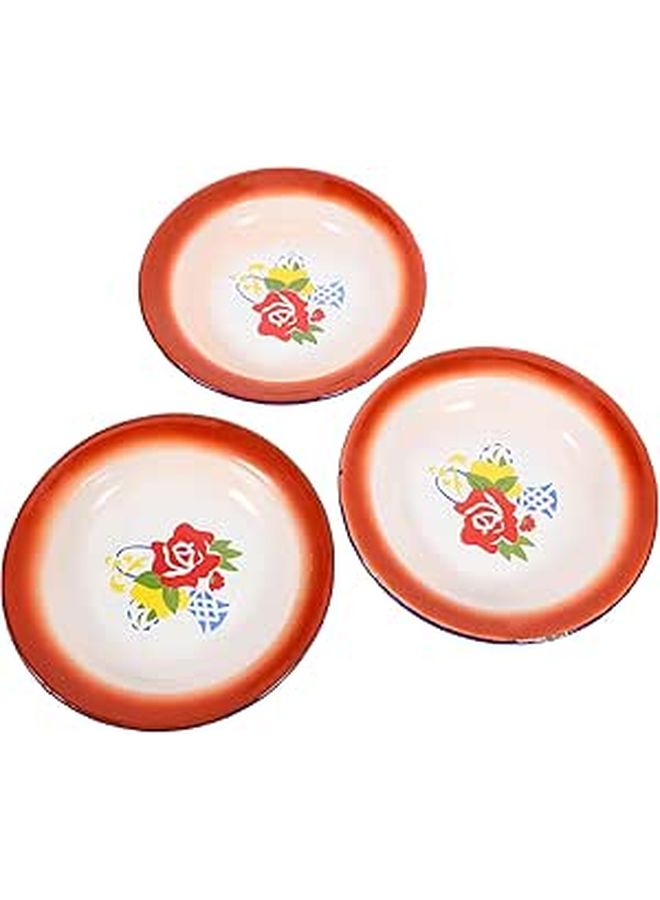 Vintage Enamel Salad Plates 16cm Set Of 3 Rustic Dish For Home Kitchen - Image 1