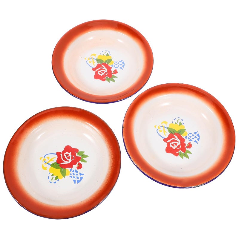 Vintage Enamel Salad Plates 16cm Set Of 3 Rustic Dish For Home Kitchen - Image 2
