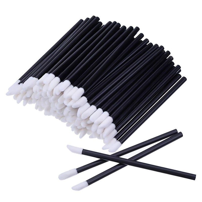 Sky Blue 50 Count Disposable Lip Brush Set Odorless ABS Handle Nylon Fluffy Applicator - Image 3