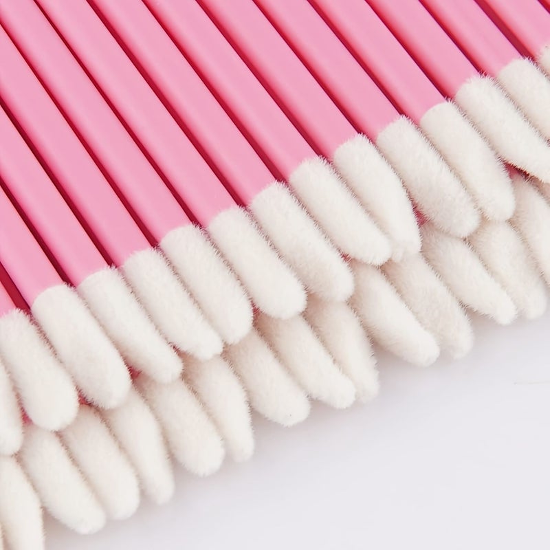 Sky Blue 50 Count Disposable Lip Brush Set Odorless ABS Handle Nylon Fluffy Applicator - Image 2