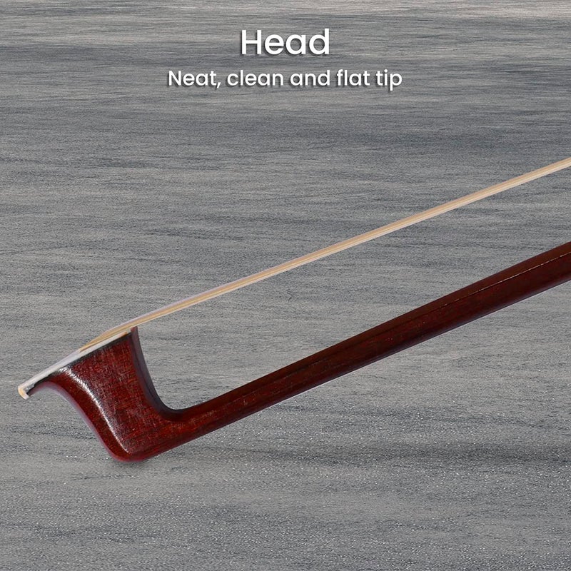 ADM 4/4 Full Size Student Violin Bow, Well Balanced Handmade Brazilwood Bow with Horsehair, Ebony Frog with Pearl Eye and Pearl Slide, Brown - Image 3