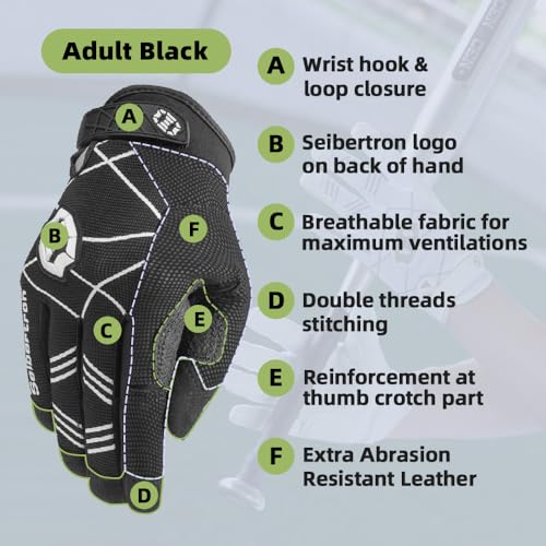 Seibertron B-A-R PRO 2.0 Signature Baseball/Softball Batting Gloves Super Grip Finger Fit for Adult Black M - Image 3
