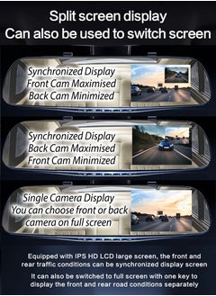 DBLEW 1080P HD Smart DVR Rearview Mirror Dash Cam with Front and Rear Dual Cameras, 170° Wide Angle Backup Cameras, Car Video Recorder Vehicle Blackbox with Night Vision, Motion Detection, Gravity-Sensor, Anti-Glare, 4.3" LCD Screen, Waterproof Rear Camera, Automatic Loop Recording, Reverse Parking Assistance Easy Installation, Supports up to 32GB TF Card  - Image 3
