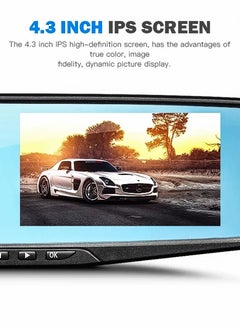 DBLEW 1080P HD Smart DVR Rearview Mirror Dash Cam with Front and Rear Dual Cameras, 170° Wide Angle Backup Cameras, Car Video Recorder Vehicle Blackbox with Night Vision, Motion Detection, Gravity-Sensor, Anti-Glare, 4.3" LCD Screen, Waterproof Rear Camera, Automatic Loop Recording, Reverse Parking Assistance Easy Installation, Supports up to 32GB TF Card  - Image 5