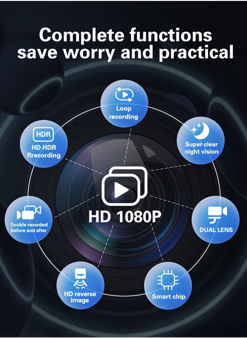 1080P HD Smart DVR Rearview Mirror Dash Cam with Front and Rear Dual Cameras, 170° Wide Angle Backup Cameras, Car Video Recorder Vehicle Blackbox with Night Vision, Motion Detection, Gravity-Sensor, Anti-Glare, 4.3" LCD Screen, Waterproof Rear Camera, Automatic Loop Recording, Reverse Parking Assistance Easy Installation, Supports up to 32GB TF Card