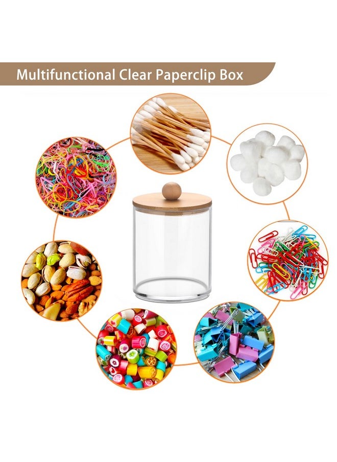 4 Pack Paperclip Holders With Bamboo Lid, Round Binder Holder For Desk, Clear Paper Clip Dispenser Small Office Supply Accessory Organizer Qtip Holder For Office Bathroom Vanity, Clear - pzsku/Z2CF67D3A7228F2F63F93Z/45/_/1731926025/1e381ab8-7b1a-43b8-a7cd-10a43ce9c1d2