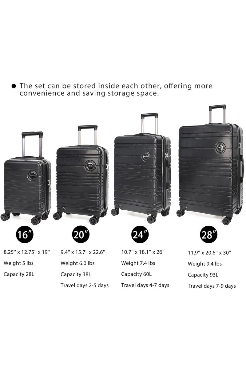 SUMAKA مجموعة حقائب سفر ABS+PC 6 قطع 16"+20"+24"+28" مع حقيبة ظهر وحقيبة مستلزمات شخصية - خفيفة الوزن بغطاء صلب - Image 2
