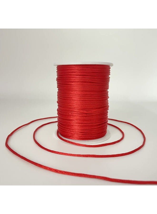 ChunLiou 2 mm 330 Feet Satin Nylon Cord String for Jewelry Making Bracelet Necklaces Beading Thread Rattail Macrame Kumihimo Chinese Knot Craft Red - Image 1