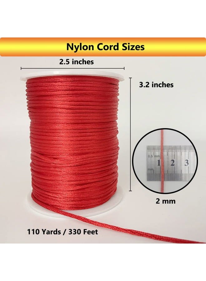 ChunLiou 2 mm 330 Feet Satin Nylon Cord String for Jewelry Making Bracelet Necklaces Beading Thread Rattail Macrame Kumihimo Chinese Knot Craft Red - Image 2