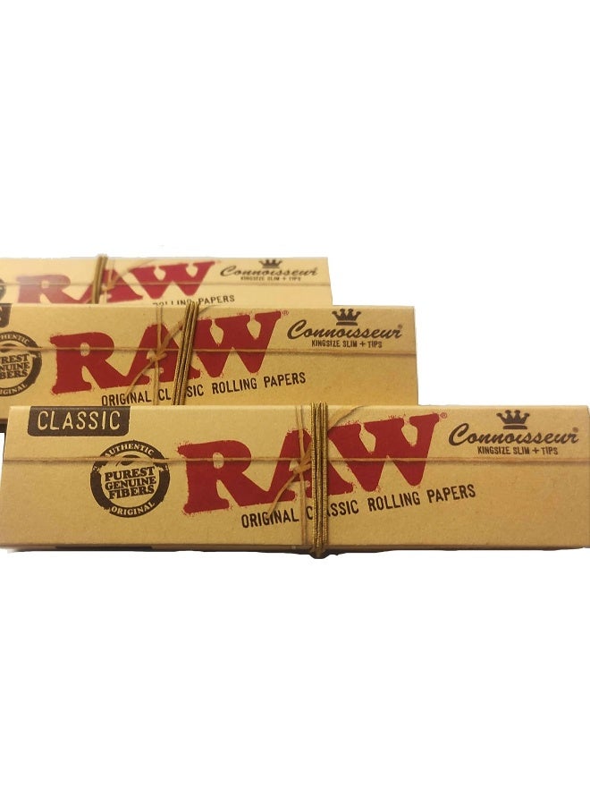 Raw ورق لف RAW كلاسيك كونوسير كينغ سايز رفيع مع نصائح (3 عبوات) - Image 2