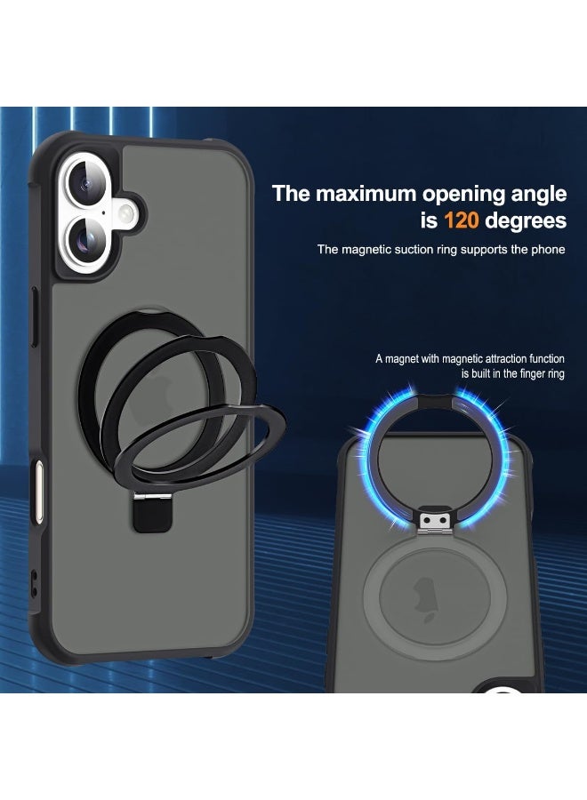 Compatible with iPhone 17 Case with Invisible Magnetic O-Ring Stand Military-Grade Translucent Phone Case for iPhone 17 6.3" [Compatible with Mag-Safe][Great Grip Feeling], Black - Image 4