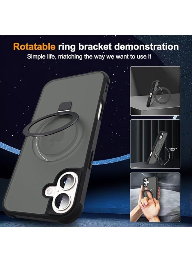 Compatible with iPhone 17 Case with Invisible Magnetic O-Ring Stand Military-Grade Translucent Phone Case for iPhone 17 6.3" [Compatible with Mag-Safe][Great Grip Feeling], Black - Image 5