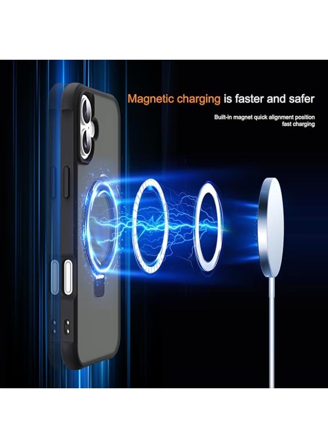 Compatible with iPhone 17 Case with Invisible Magnetic O-Ring Stand Military-Grade Translucent Phone Case for iPhone 17 6.3" [Compatible with Mag-Safe][Great Grip Feeling], Black - Image 2