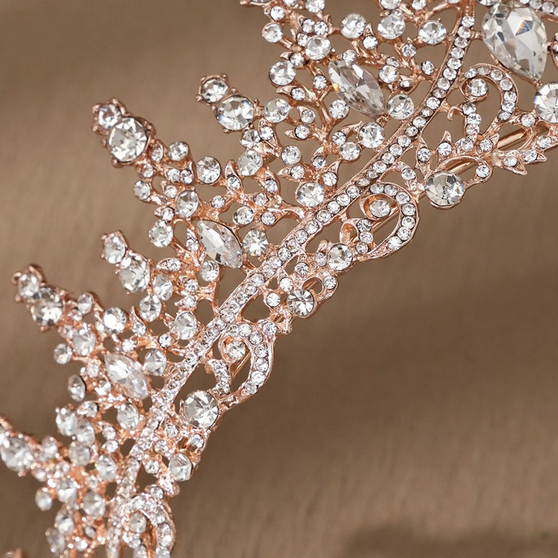 COCIDE Rose Gold Tiara and Crown for Women Crystal Queen Crowns Rhinestone Princess Tiaras for Girl Bride Wedding Hair Accessories for Bridal Birthday Party Prom Halloween Cos-play Costume Christmas - Image 5