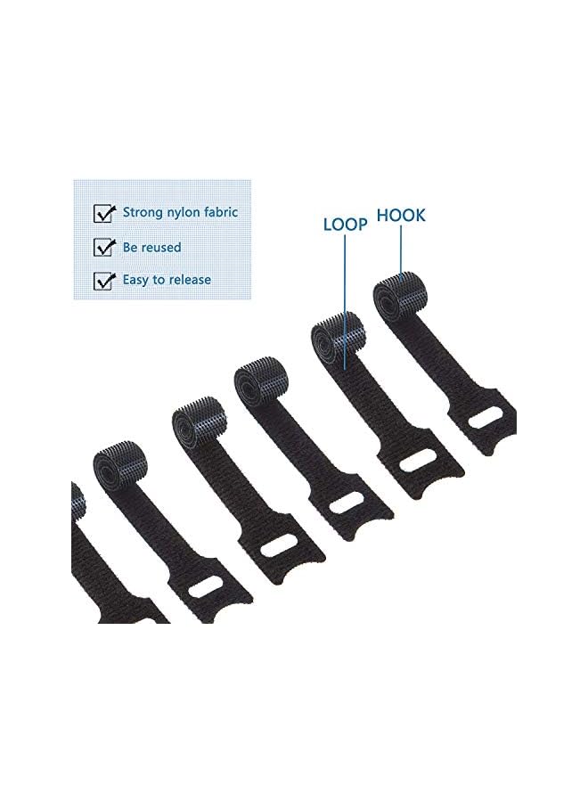 SHOWAY 50 قطعة من أربطة الكابلات القابلة لإعادة الاستخدام، أربطة كابلات ممتازة قابلة للتعديل مقاس 6 بوصات، أحزمة إدارة الكابلات المصنوعة من القماش المصنوع من الألياف الدقيقة، منظم الكابلات، أربطة الأسلاك - Image 4