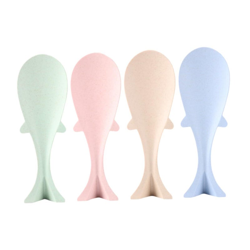 4pcs Wheat Straw Nonstick Kitchen Rice Spoons Set Paddle for Rice Cookers Serving - Image 2