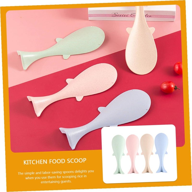 4pcs Wheat Straw Nonstick Kitchen Rice Spoons Set Paddle for Rice Cookers Serving - Image 5