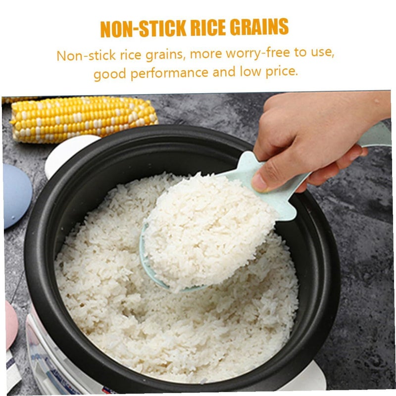 4pcs Wheat Straw Nonstick Kitchen Rice Spoons Set Paddle for Rice Cookers Serving - Image 4