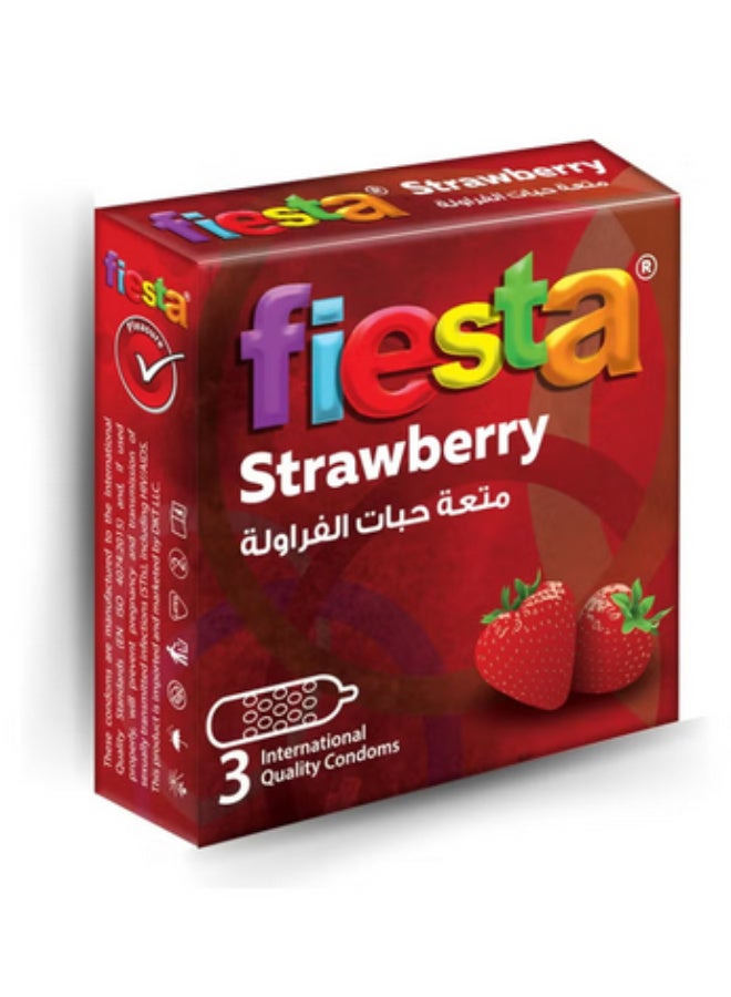 Fiesta strawberry flavor condoms, 3-pack - Image 3