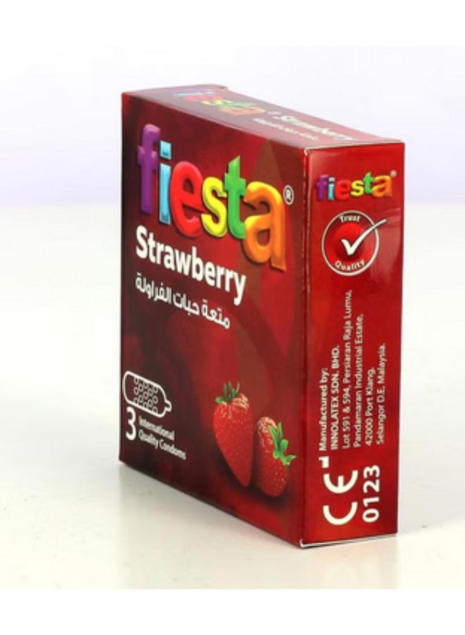 Fiesta strawberry flavor condoms, 3-pack - Image 4