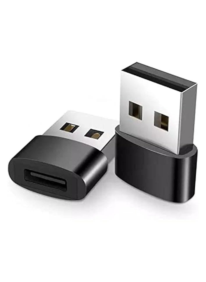 erorex 2 Pcs New USB C Female to USB A Male Adapter, Type C Charger Plug Power Converter for AirPods, iPhone 13/14 Pro Max, SE, iPad mini, Watch series 8 & Air, Galaxy S21 S22 (Black)  - Image 1