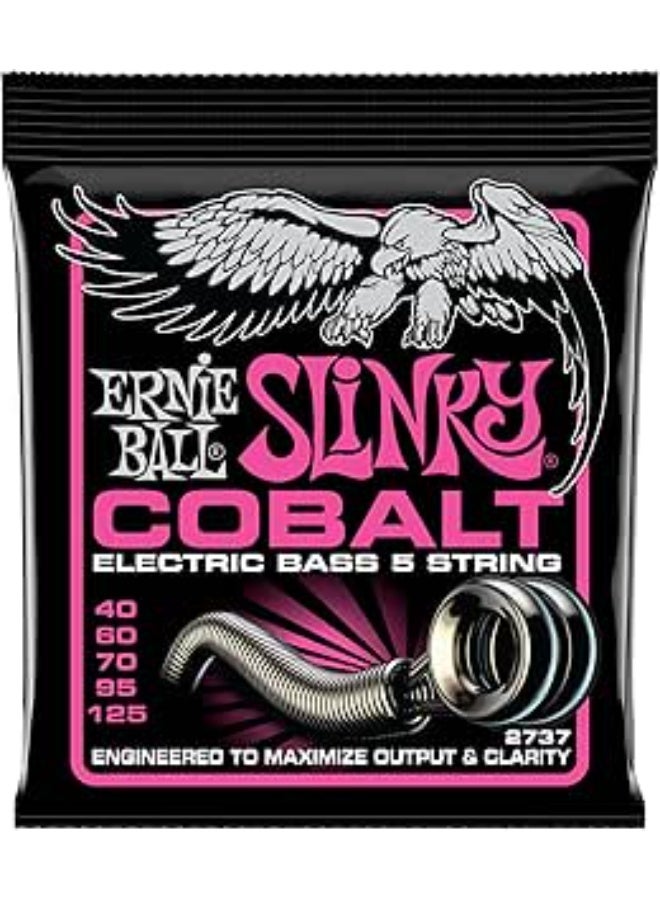 Ernie Ball أوتار بيز كهربائية إيرني بول سوبر سلانكي كوباالت 5-وتر 40-125 قياس - Image 1