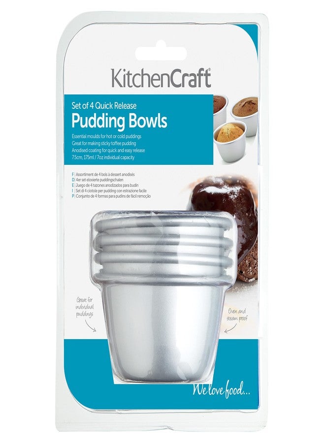 KitchenCraft Mini Pudding Mould Set of 4, Anodised Aluminium, 7.5 cm, - Image 3