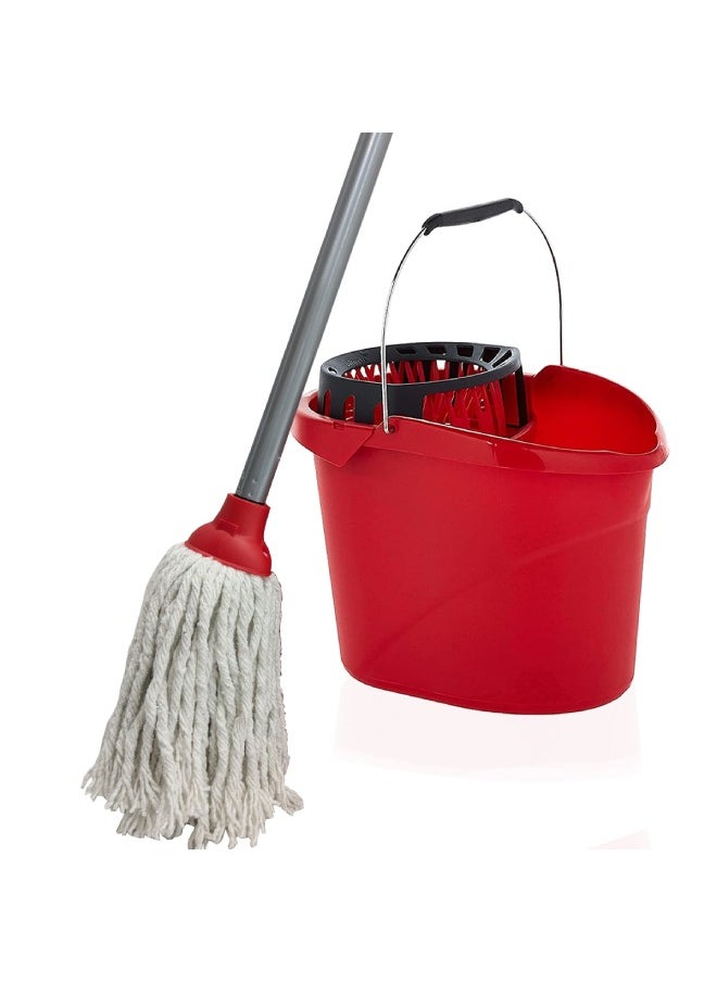 Vileda Vileda Bucket And Wringer 26 x 37.5 x 26.5 Cm + Cotton Mop 10 x 6 x 153 Cm  - Image 1