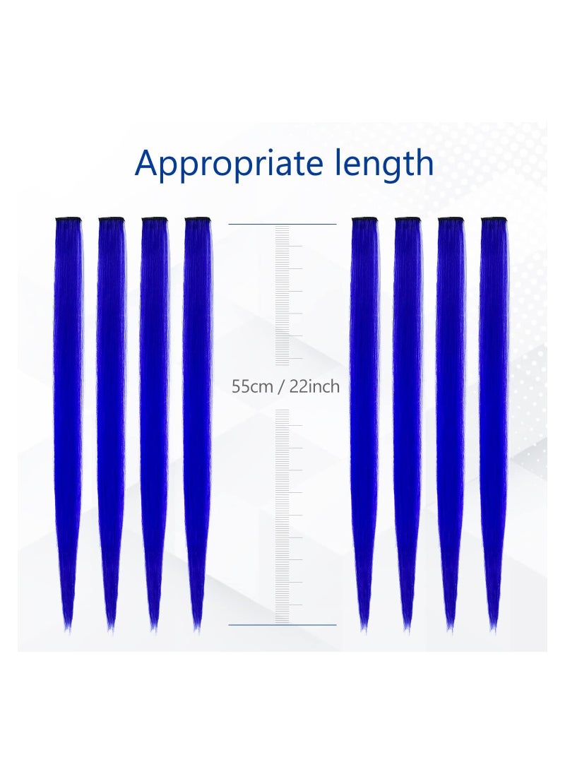Estelle Estelle 60cm Colored Hair Extensions Multi colors Party Highlights Clip in Synthetic Hair Extensions 10 Pcs Blue  - Image 4