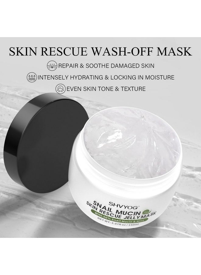SHVYOG - Snail Mucin Mask, Snail Rescue Jelly Face Mask, Snail Mask Hydrating Face Mask With 96% Snail Mucin & Mint Extract, Improving Skin For Blemishes And Dullness - Image 1