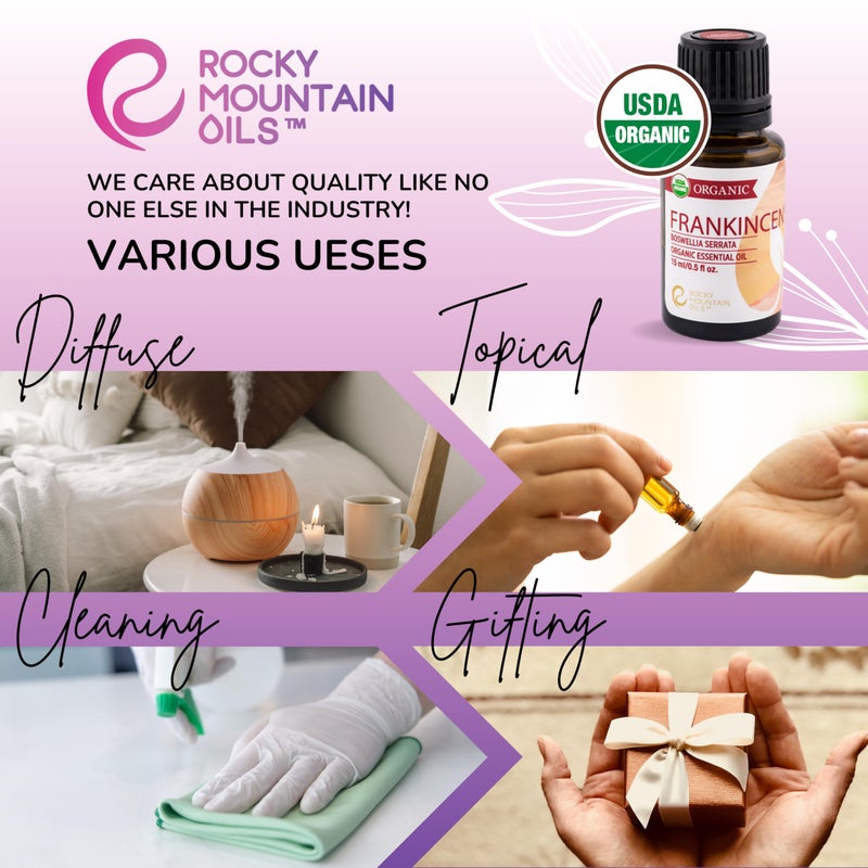 Rocky Mountain Oils Organic Frankincense Essential Oil - 100% Pure & Natural Aromatherapy Grade | Rich, Sweet Scent Diffusers Oil, Home, Hair Care, DIY Candle Making, Spa and Hotel Diffuser 15ml - Image 4