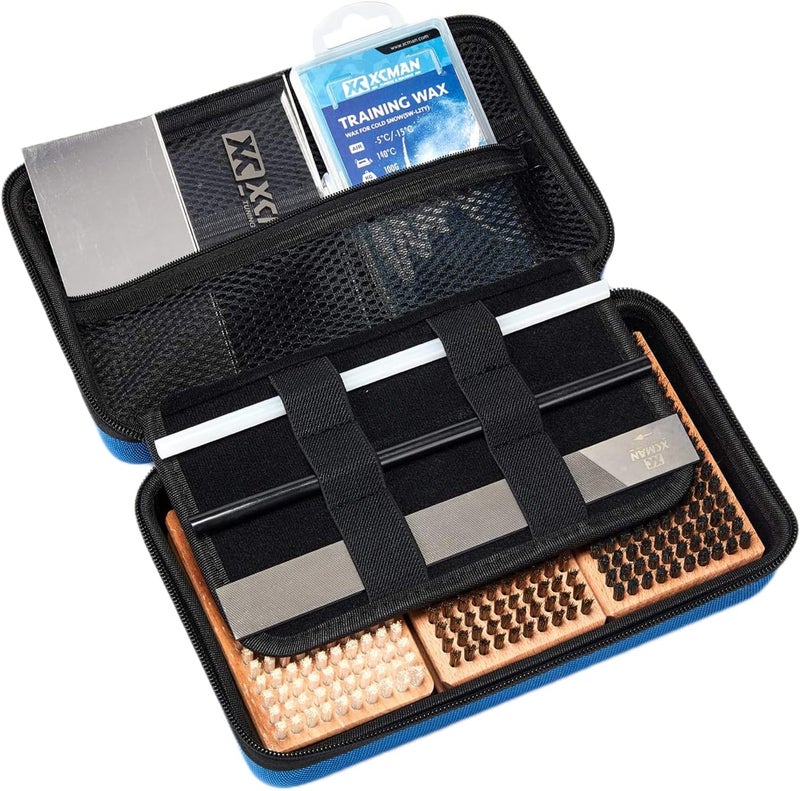 XCMAN Ski and Snowboard Waxing and Tuning Kit with Wax Brush Box for Traveling and Storage (Box with Tuning Tools) - Image 1