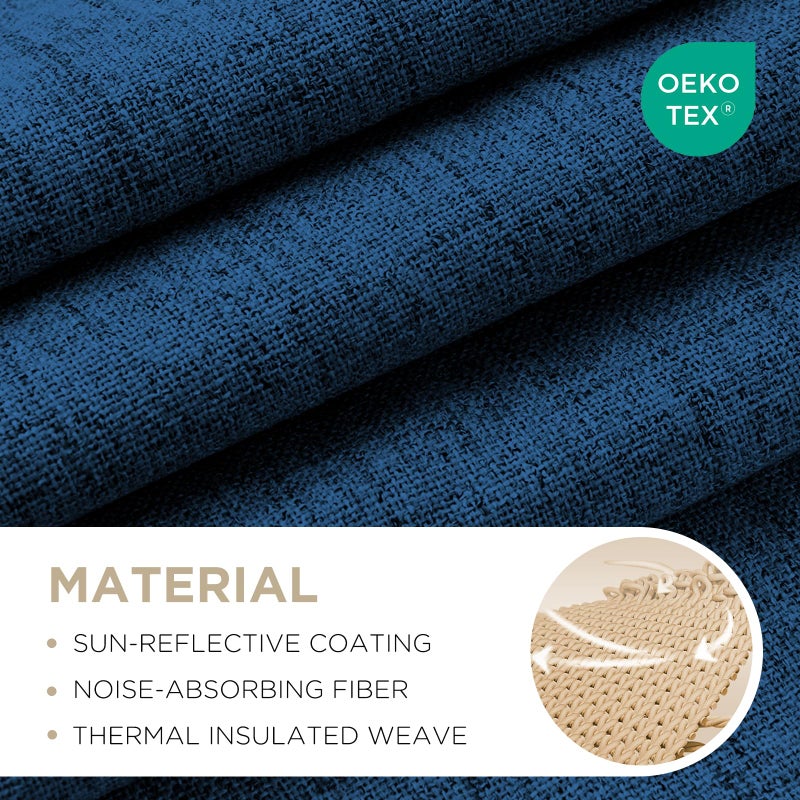 Joydeco Blackout Curtains for Bedroom - 96 Inch Long 100% Light Blocking 2 Panels Navy Blue Drapes, Thermal Insulated Room Darkening Curtains, Linen Textured for Living Room, Rod Pocket & Back Tabs - Image 2