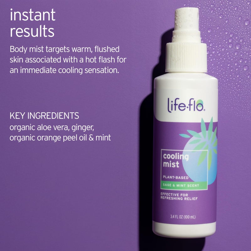 LIFE-FLO Cooling Mist - Refreshing Body Mist for Women - Instantly Cools Hot Flashes with Ginger, Organic Aloe Vera and Lavender - Fresh Sage Mint Scent, 60-Day Guarantee, Not Tested on Animals, 3.4oz - Image 2