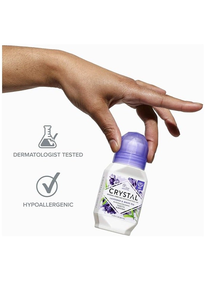 CRYSTAL, Mineral-Enriched Deodorant Roll-On, Lavender & White Tea, 2.25 fl oz (66 ml) - Image 3